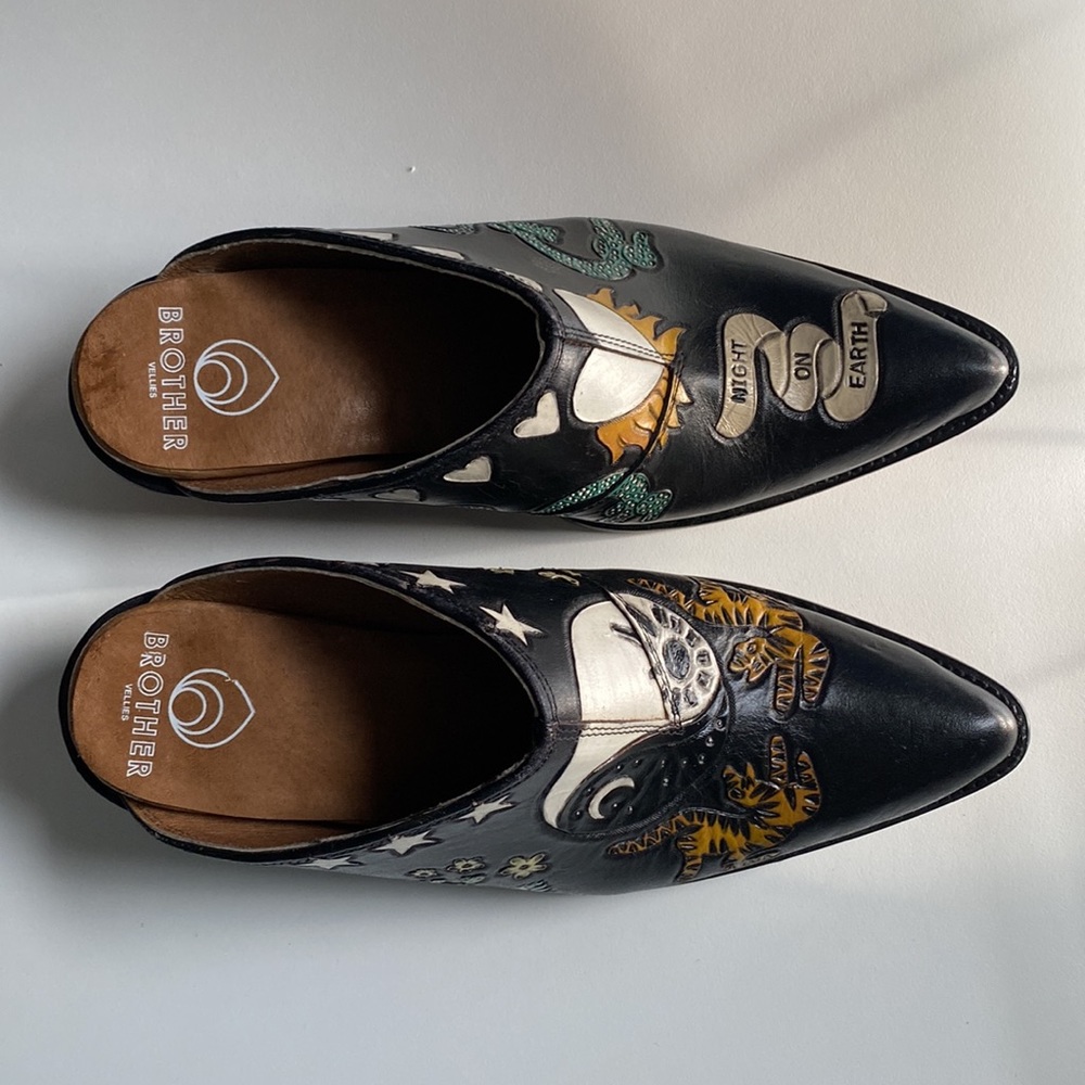 Brother Vellies Doodle cowgirl mules. Stand out from the crowd super fly slipons - Picture 12 of 15